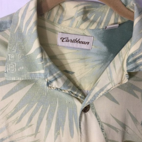 Caribbean Shirt Men's Magnum PI Palm Leaves Vacation Short Sleeve Size M - Picture 2 of 5